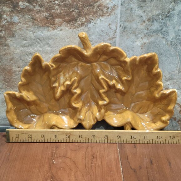Fall Leaves Serving Dish Platter Harvest Collection Style Eyes Baum Bros - Picture 4 of 10